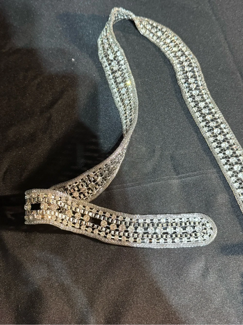 Zara Cristal’s Rhinestone Embellished Silver Tone Women's Belt
